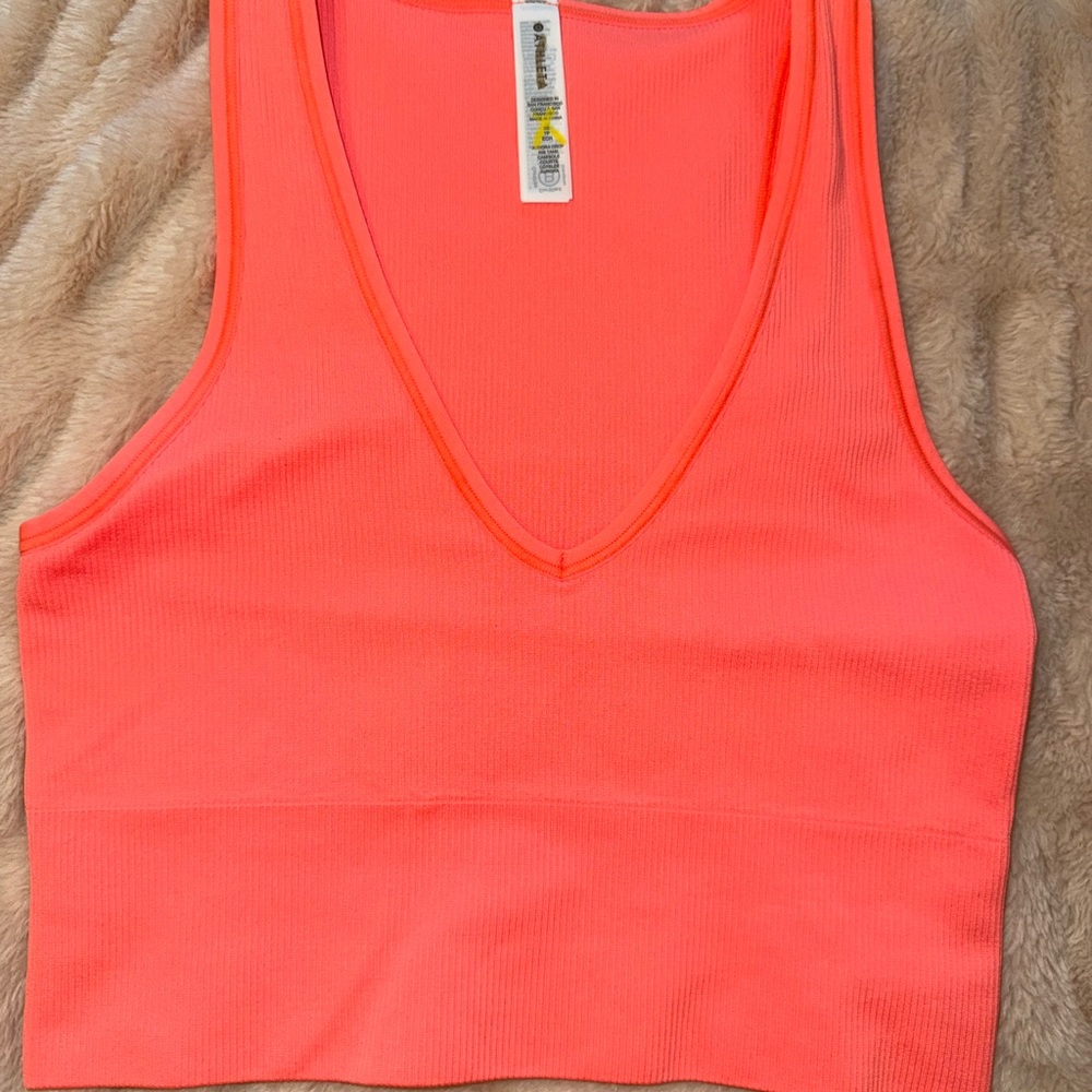 Athleta Orange/Coral Ribbed Crop - NWOT